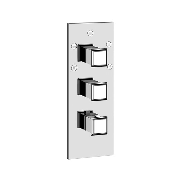 Gessi Eleganza, ready-mounted set, for high-performance thermostat for 3 to 5 consumers/outlets for flush-mounted bodies, Only one consumer can be controlled with the deflector cartridge , 46212