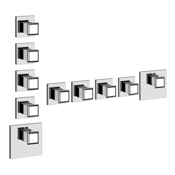 Gessi Eleganza, ready-mounted set, for high-performance thermostat with 4 separately opening valves ...