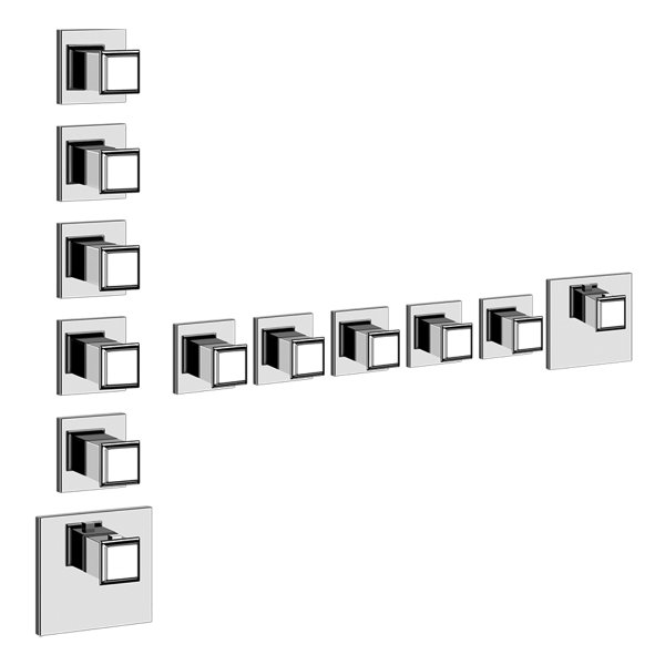 Gessi Eleganza, ready-mounted set, for high-performance thermostat with 5 separately opening valves ...