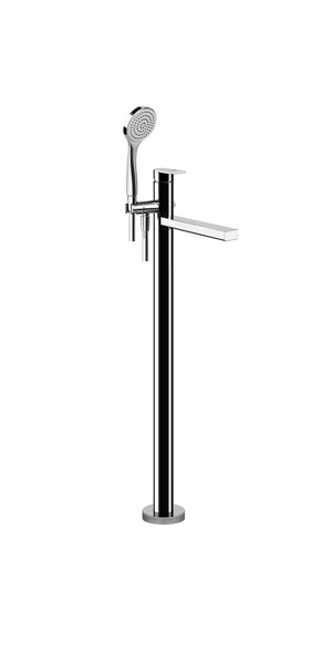 Gessi Emporio Via Manzoni complete set for free-standing bath mixer, fixed bath spout, automatic diverter for hand shower, 24982