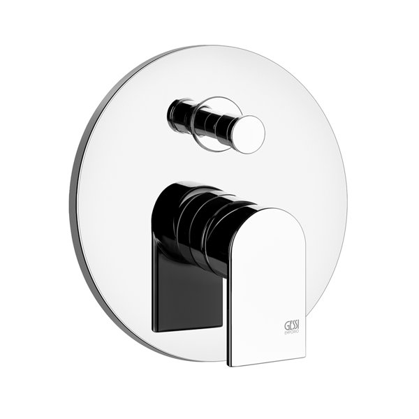 Gessi Emporio Via Manzoni finishing set (round rose) for single lever mixer, automatic diverter, suitable for bath or shower, for concealed body, 44638