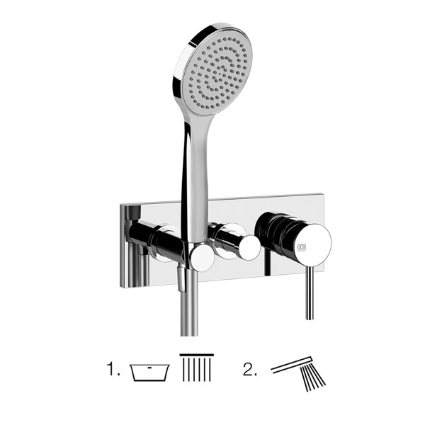 Gessi Emporio Via Tortona finish-mount set for single-lever bath mixer, 2-way diverter, direct wall ...