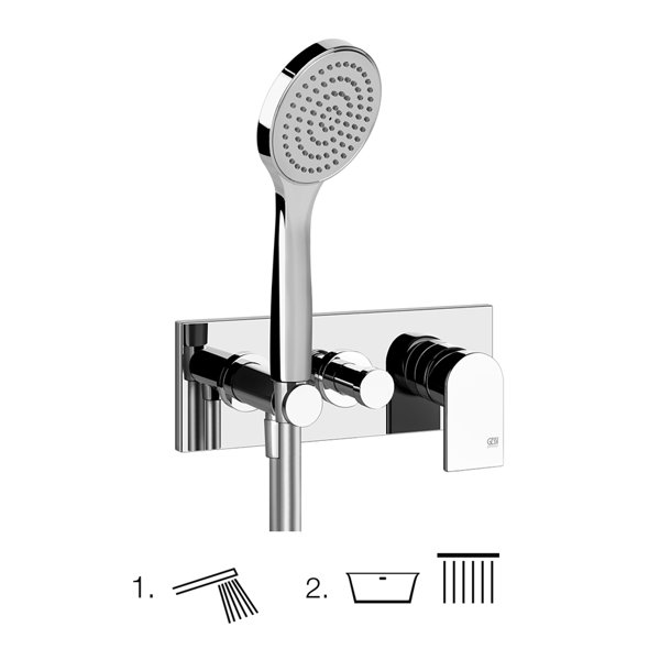 Gessi Emporio Via Manzoni finish-mount set for single-lever shower mixer, 2-way diverter, direct wal...