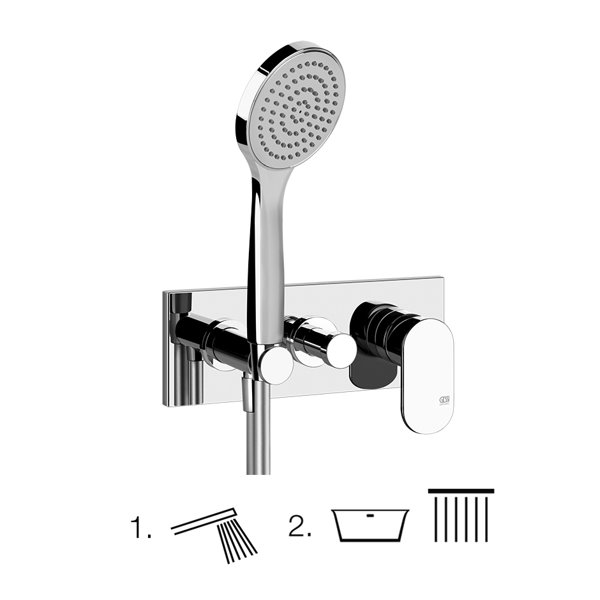 Gessi Emporio Via Bagutta finish-mounting set for single-lever shower mixer, 2-way diverter, direct wall connection elbow, 44922031