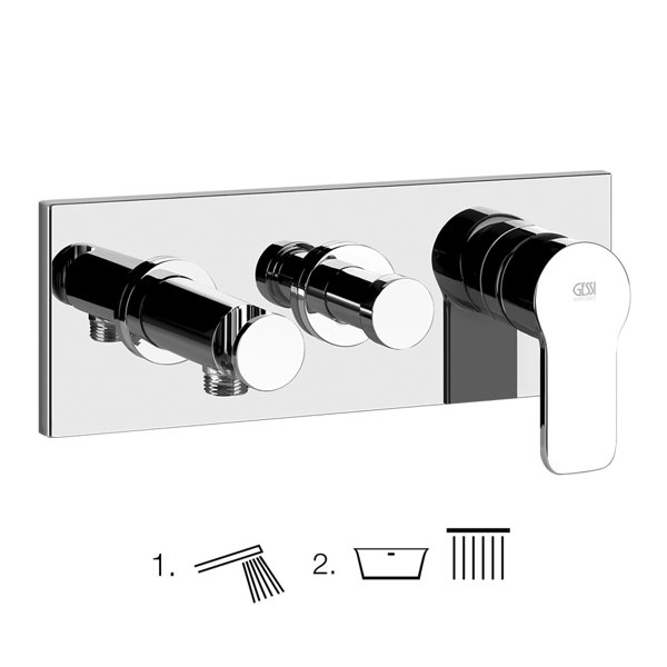 Gessi Emporio Corso Venezia, ready-to-install set for single-lever shower mixer, 2-way diverter, direct wall connection elbow with bracket, 47238031