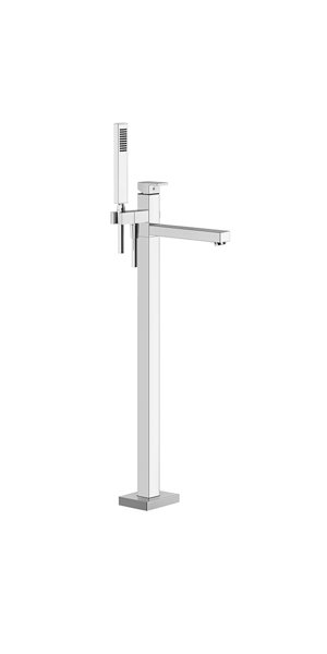 Gessi Rettangolo preassembled set for freestanding bath faucet, fixed bath spout and automatic diver...