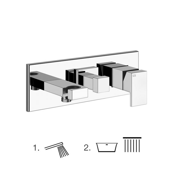 Gessi pre-fitted installation set for BRAUSE single lever mixer with 2-way diverter and direct wall connection bend with bracket, to be supplemented with shower hose and a hand shower (not included in the scope of delivery)1 outlet: hand shower 2 outlet: f