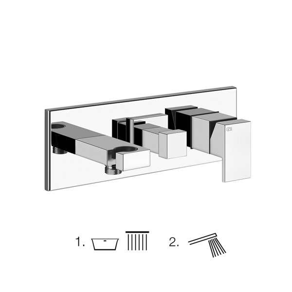 Gessi finish-mounting set for TUB single lever mixer with 2-way diverter and direct wall connection ...