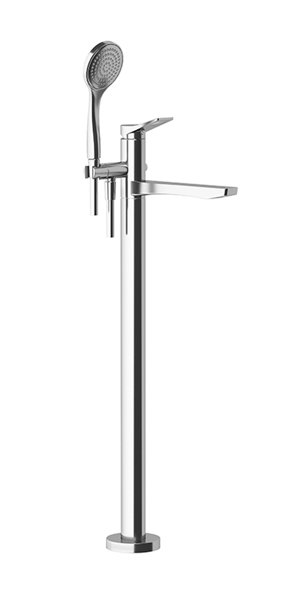 Gessi Rilievo, ready-mount set for free-standing bath mixer, fixed bath spout, automatic diverter , ...