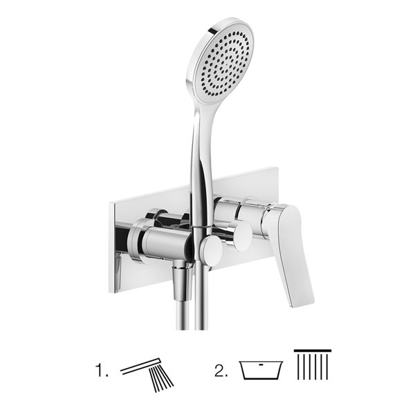 Gessi Rilievo, ready-to-install set for single lever shower mixer, 2-way diverter, direct wall conne...