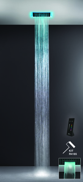 Gessi Afilo, multifunctional shower system 300x300 spray type rain, with colour light therapy effect...