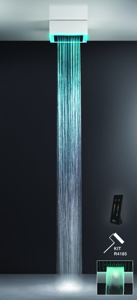 Gessi Afilo, multifunctional built-in shower system 300x300 spray types rain, surge, with colour lig...