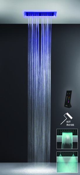 Gessi Afilo, multifunctional shower attachment system 300x500 spray type rain, with colour light the...