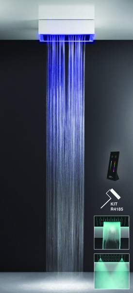 Gessi Afilo, multifunctional built-in shower system 300x500 spray types rain, surge, mist with colour light therapy effect, 57411279