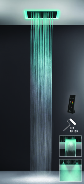 Gessi Afilo, multifunctional shower attachment system 500x500 spray type rain, with colour light the...