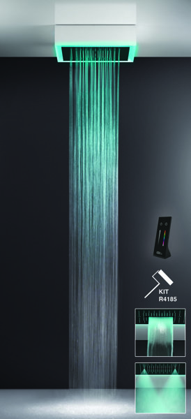 Gessi Afilo, multifunctional built-in shower system 500x500 spray types rain, surge, mist with colour light therapy effect, 57511279