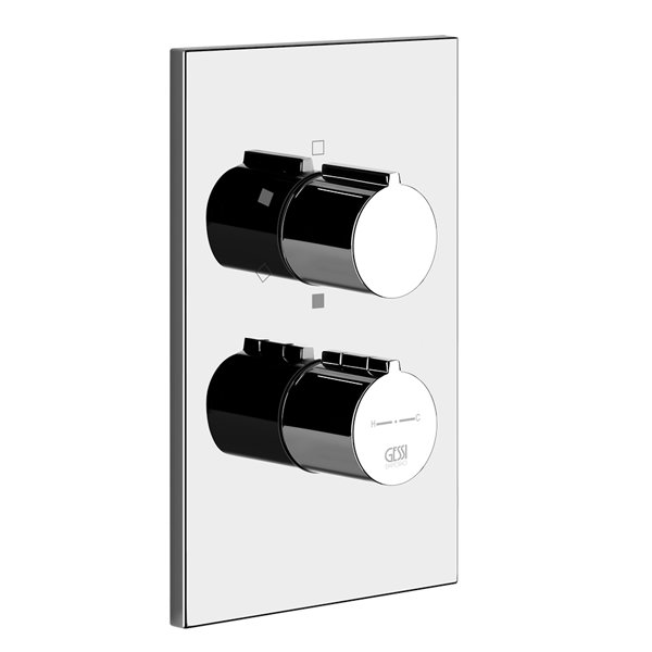 Gessi Emporio Via Tortona ready-mounted set for flush-mounted thermostat with shut-off valve, 38792