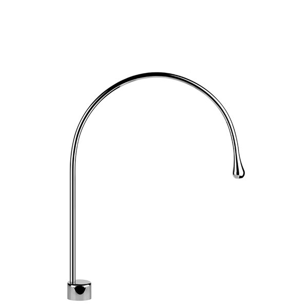 Gessi Goccia washbasin pedestal spout, without pop-up waste, 387 mm projection, spout swivels throug...