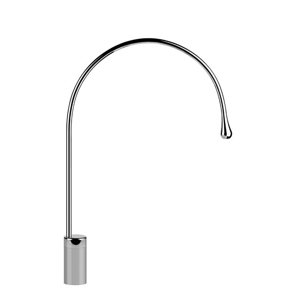 Gessi Goccia washbasin pedestal spout high version, without pop-up waste, 387 mm projection, spout swivels 360 degrees, 33856