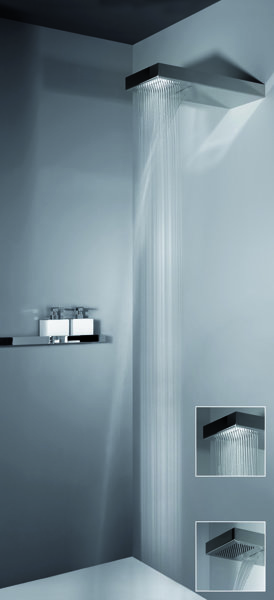 Gessi Segni, multifunction shower system with rain/waterfall, Rettangolo for wall mounting, 32863238