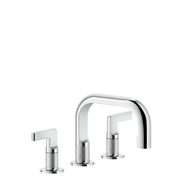 Gessi Inciso- 3-hole basin mixer with spout H=59 mm x projection 140 mm, suitable for undermount was...