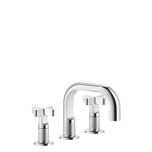 Gessi Inciso+ 3-hole basin mixer, spout H=59 mm x projection 140 mm, suitable for undermount basins,...