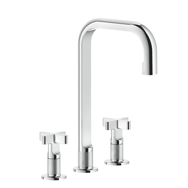 Gessi Inciso+ 3-hole basin mixer, spout H=212 mm x projection 162 mm, without pop-up waste, 58116