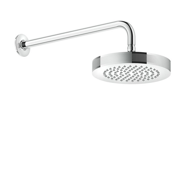 Gessi Inciso anti-lime decor overhead shower D218 mm, with joint and wall arm 389 mm, 1/2 connection At 3 bar pressure approx. 16 l/min, 58185