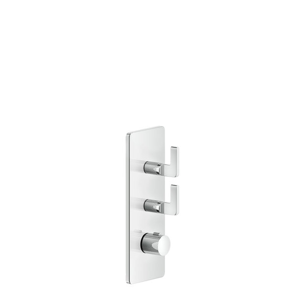 Gessi Inciso- Pre-assembled set for 3/4 high performance concealed thermostat, one rosette, vertical mounting, 2 separate ways, 58204