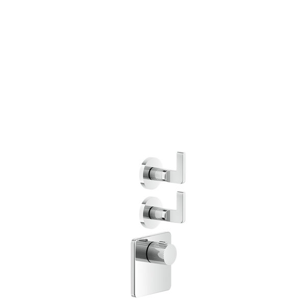 Gessi Inciso- Pre-assembled set for 3/4 high performance concealed thermostat, single rosettes, vertical mounting, 2 separate ways, 58214