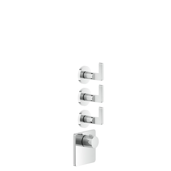 Gessi Inciso- Pre-assembled set for 3/4 high performance concealed thermostat, single rosettes, vertical mounting, 3 separate ways, 58216