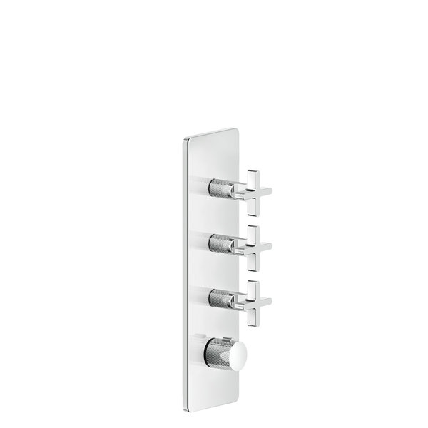 Gessi Inciso+ pre-mounted set for 3/4 high performance concealed thermostat, one rosette, vertical m...