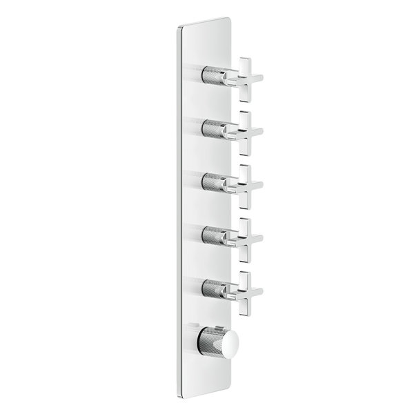 Gessi Inciso+ pre-mounting set for 3/4 high performance concealed thermostat, one rosette, vertical ...