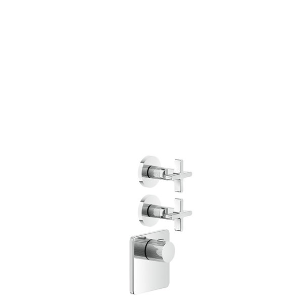 Gessi Inciso Wellness ready-mount set for 3/4 high performance concealed thermostat, vertical mounting, 2 separate ways, 58344