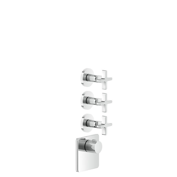 Gessi Inciso Wellness ready-mount set for 3/4 high performance concealed thermostat, vertical mounting, 3 separate ways, 58346