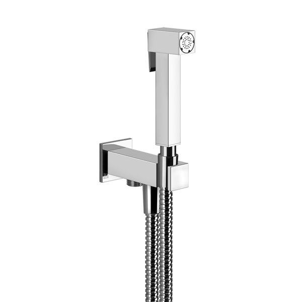 Gessi Rettangolo hygienic shower Shut-Off, wall connection elbow with shower holder, 20023