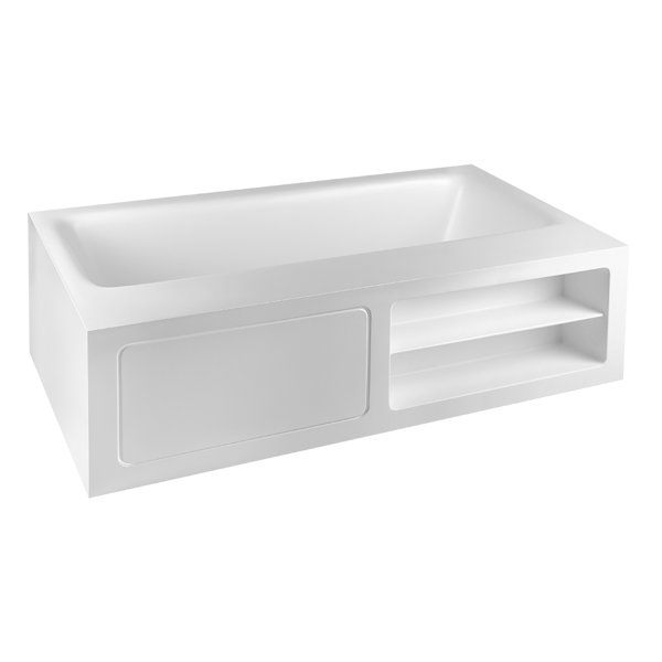 Gessi bathtub Rettangolo, Cristalplant (matt white), 1800x1000mm, shelf right, 37596521