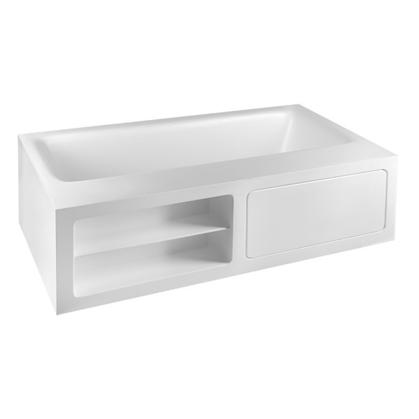 Gessi bathtub Rettangolo, Cristalplant (matt white), 1800x1000mm, shelf left, 37597521