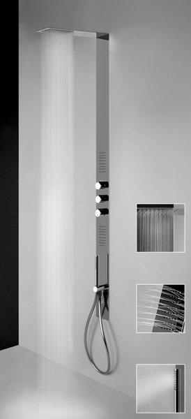 Gessi Tremillimetri finish mounting set for flush-mounted shower, Tondo handles, stainless steel gloss, 39821238