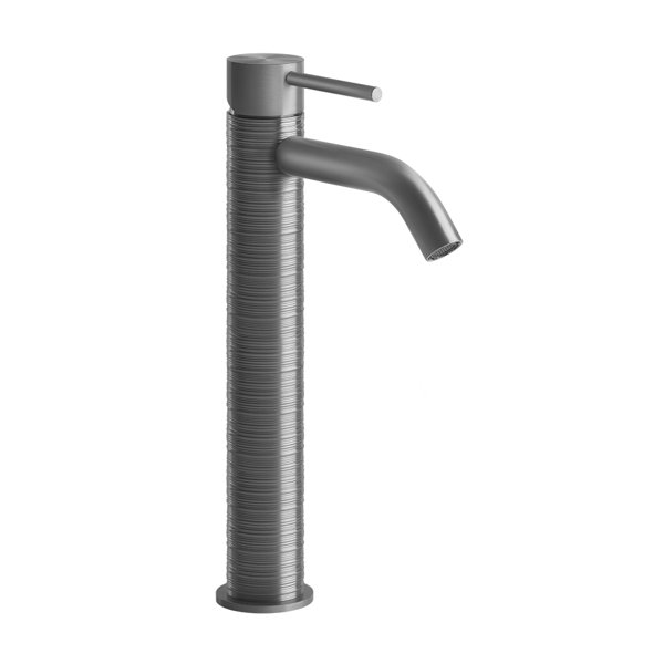 Gessi 316 Trame single-lever basin mixer, higher version, without pop-up waste, projection 122 mm, 54309