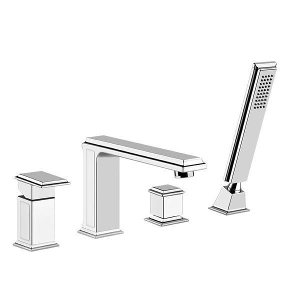 Gessi Eleganza, single lever mixer 4-hole bath rim fitting, 206mm bath spout, separate diverter valv...