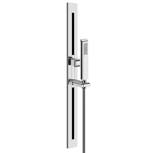 Gessi Eleganza, shower bar set, with anti-limestone hand shower made of metal 1-jet type and shower ...