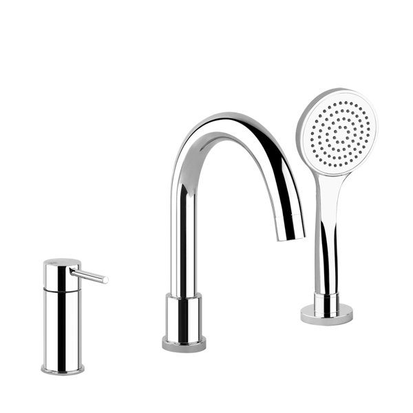 Gessi Emporio Via Tortona three-hole bath mixer integrated diverter in spout, shower hose 1.50 m, anti-limestone shower head, 18637031