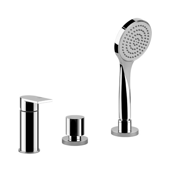 Gessi Emporio Via Manzoni three-hole bath mixer for bath spout, with diverter, 1.50 m shower hose an...