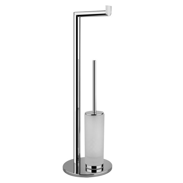 Gessi Emporio stand with paper roll holder and toilet brush set in satin glass, 38935