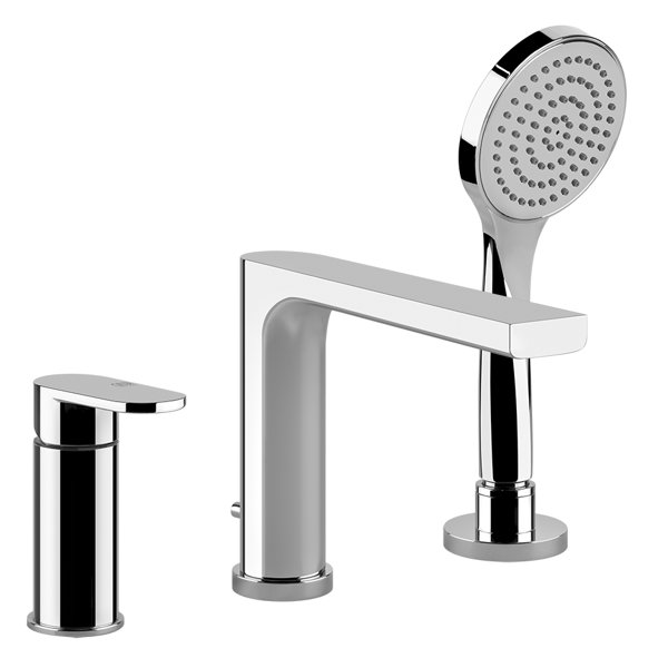 Gessi Emporio Via Bagutta three-hole bath rim mixer with diverter, for bath spout, projection 224 mm...