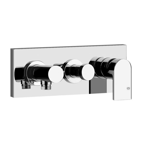 Gessi Emporio Via Manzoni finish-mount set for single-lever shower mixer, with 2-way diverter and di...