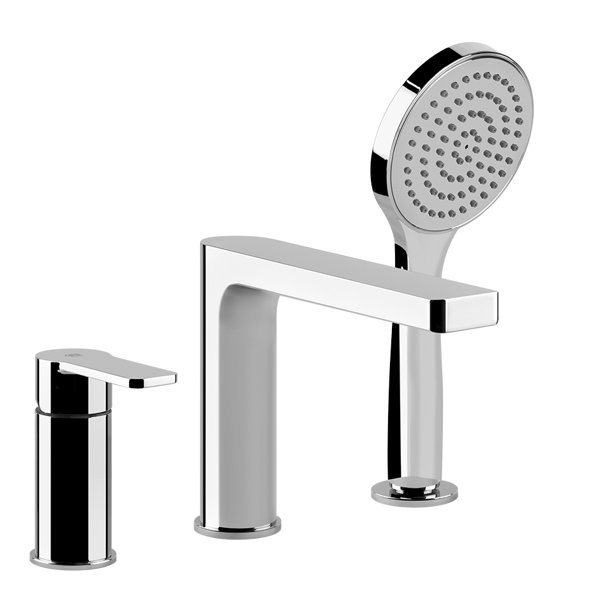 Gessi Emporio Corso Venezia, three-hole bath rim mixer, integrated diverter in the spout, shower hose 1.50 m, anti-limestone hand shower, 47134031