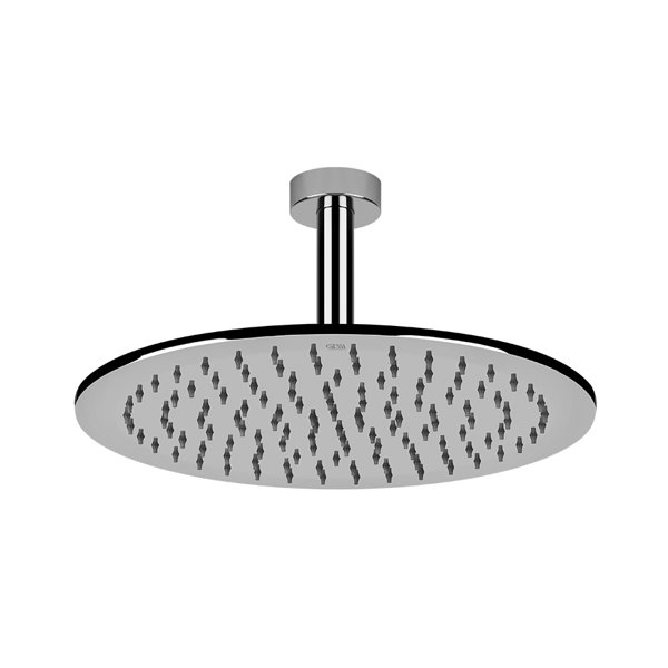 Gessi Emporio anti-limestone overhead shower D300 mm with joint and round ceiling arm, rosette D55 mm, height 263 mm, 47370