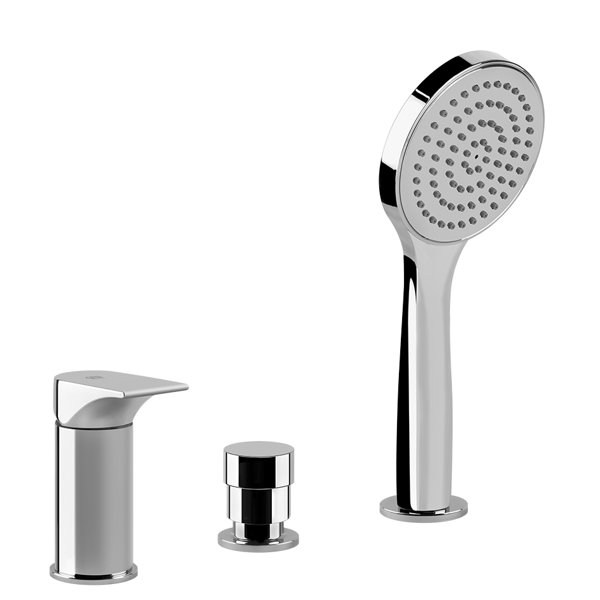 Gessi Emporio Via Solferino single lever mixer 3-hole bath rim mixer, automatic diverter, separate bath spout, hand shower and shower hose, 49043031